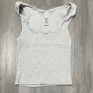 Skims Women's Gray Ribbed Tank Top/ size small